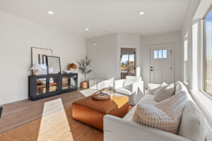 A modern interior inside a contemporary kit home living room from kit culture