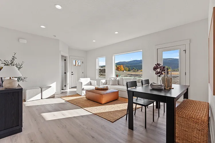 An interior image of the living room in a kit home