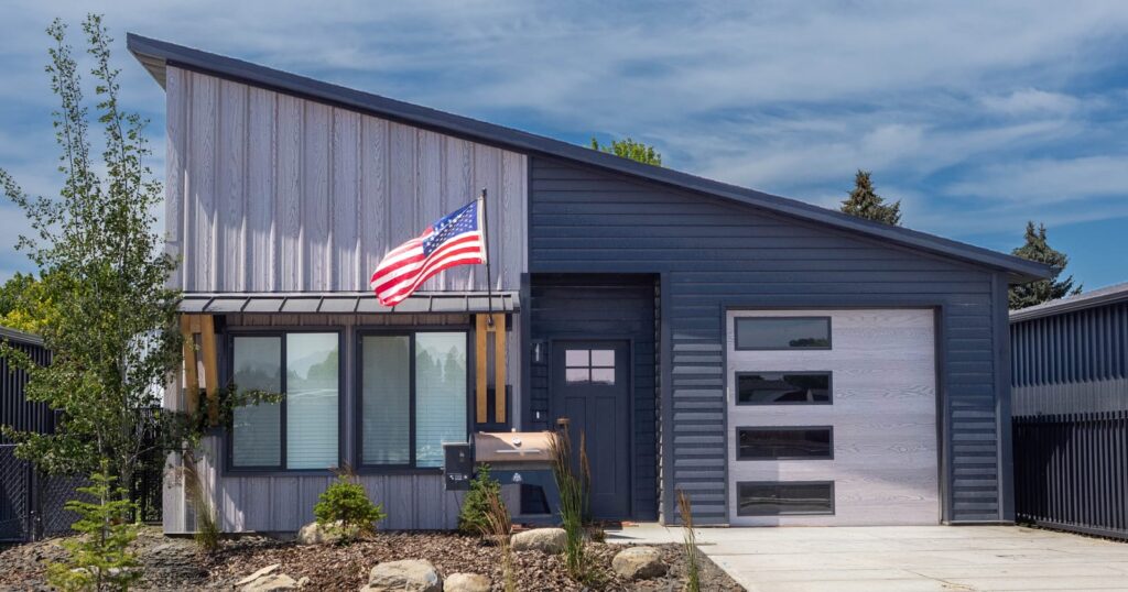 Modern Kit Culture home with smooth cedar siding in Idaho, one of the prefabricated homes for sale in the region