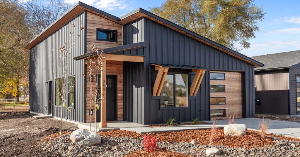 Modern Kit Culture home exterior with smooth cedar siding in Idaho, one of the kit homes for sale in the region