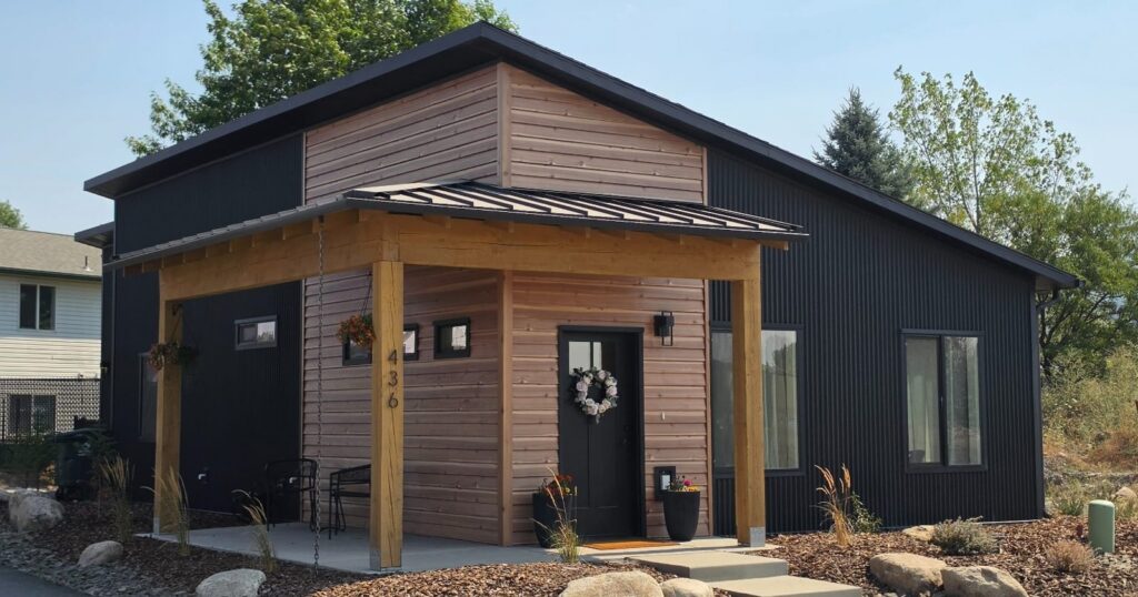 Modern Kit Culture home with smooth cedar siding, one of the kit houses for sale in Idaho