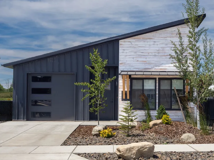 Modern site-built kit home exterior, the finished result behind kit houses for sale