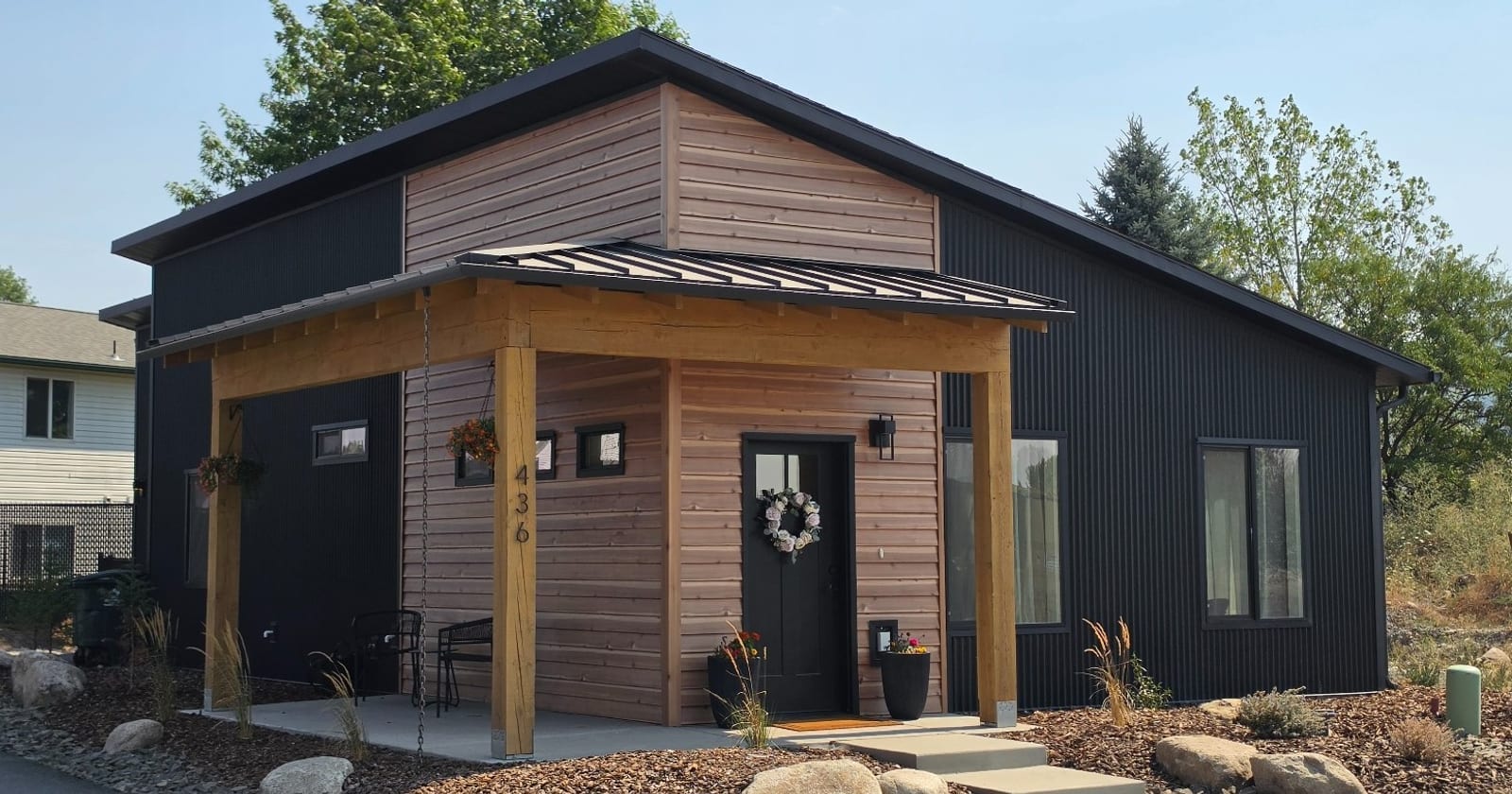 Modern Kit Culture home with cedar siding in Idaho, built from prefabricated house kits for sale