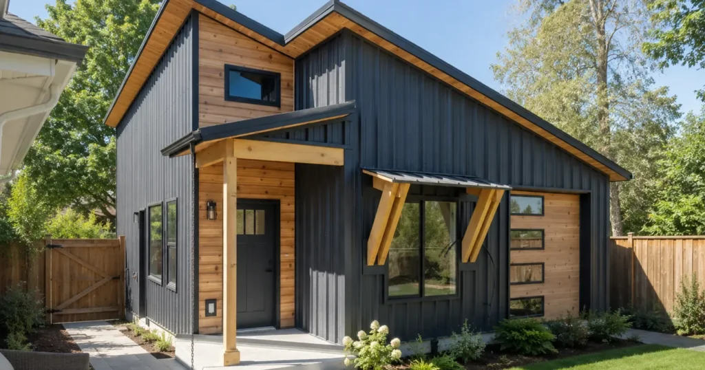 A Kit Culture kit home used as an ADU in Spokane, Washington, the finished result of an ADU kit build